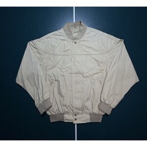 Vintage Windbreaker Bomber Jacket Size Medium Beige Tan Santa Fe Style Western